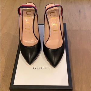Gucci Black Slingback Pumps Sz 38.5 2018